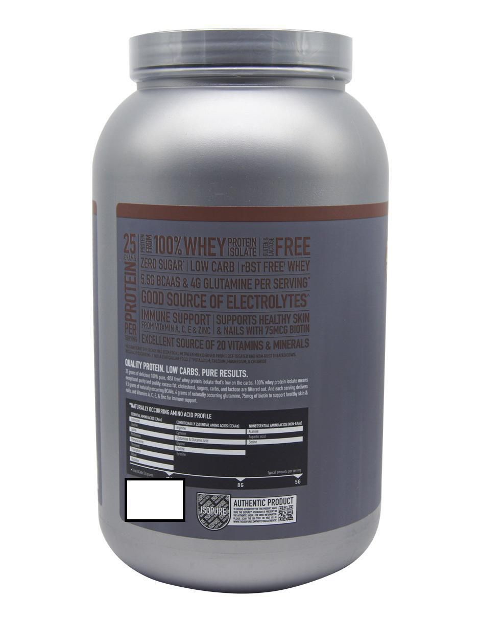 Low Carb Protein Dutch Isopure sabor chocolate y cocoa de 3 lb 2