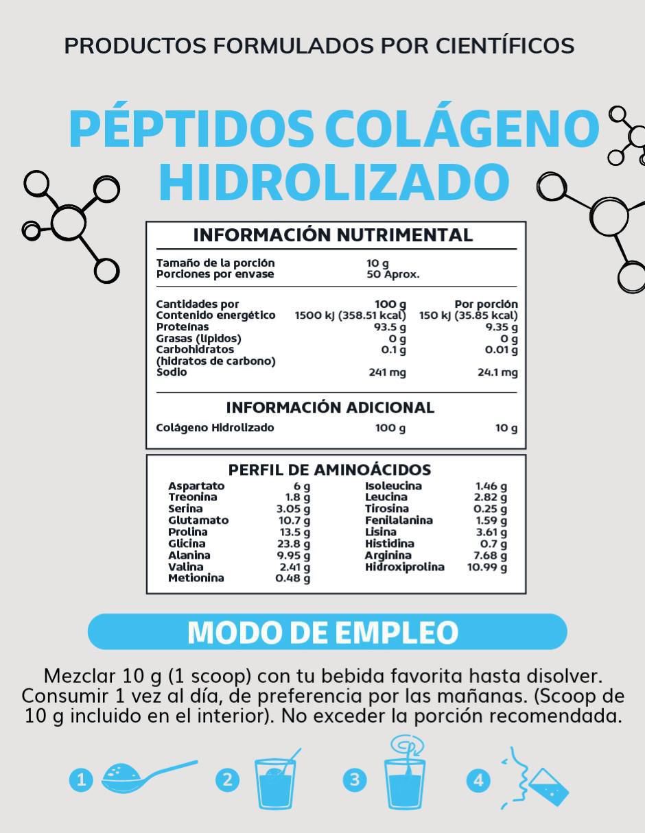Péptidos de Colágeno Hidrolizado Puro Certificado 100% Pastoreo Libre de 500 g 4