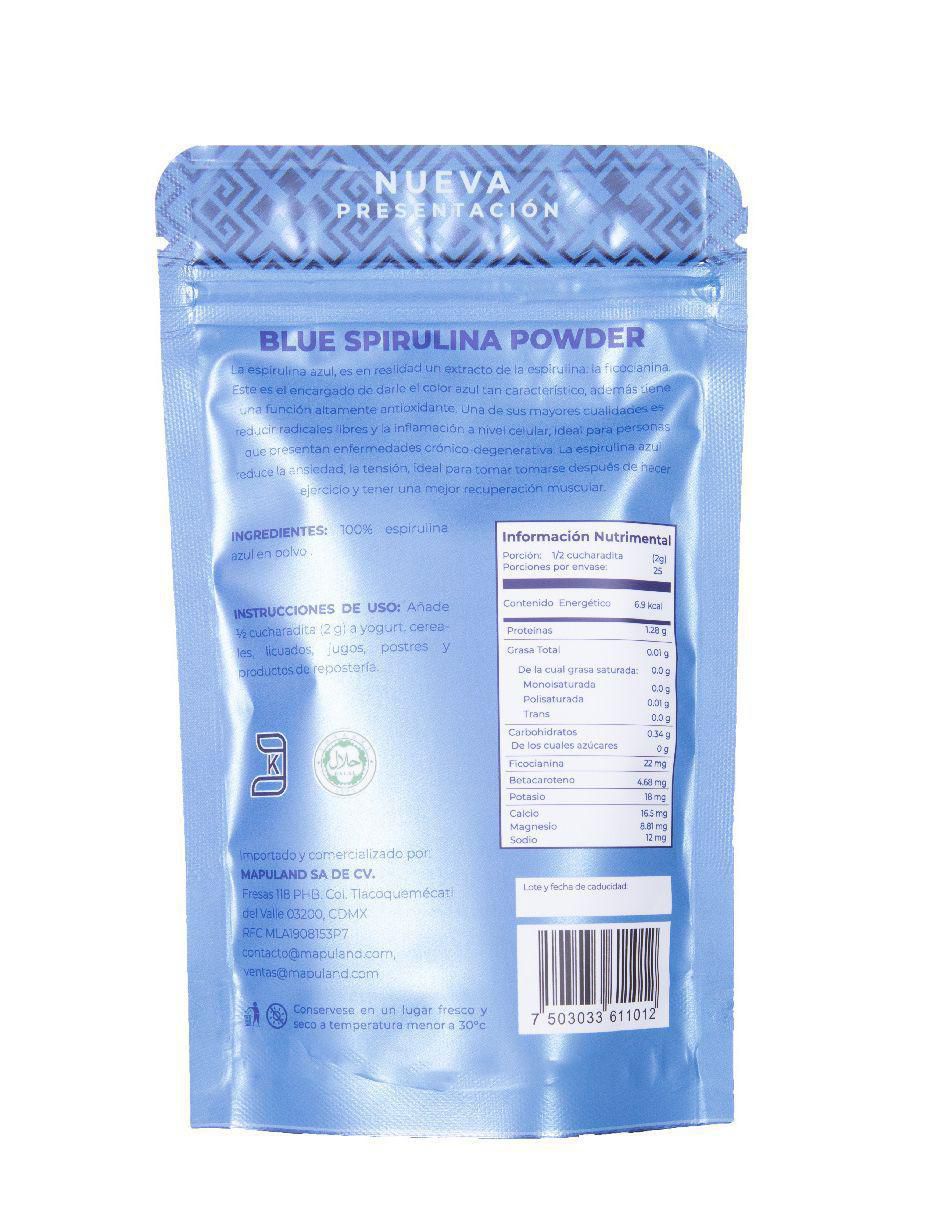 Bebida en polvo Blue Spirulina natural 50 g 3