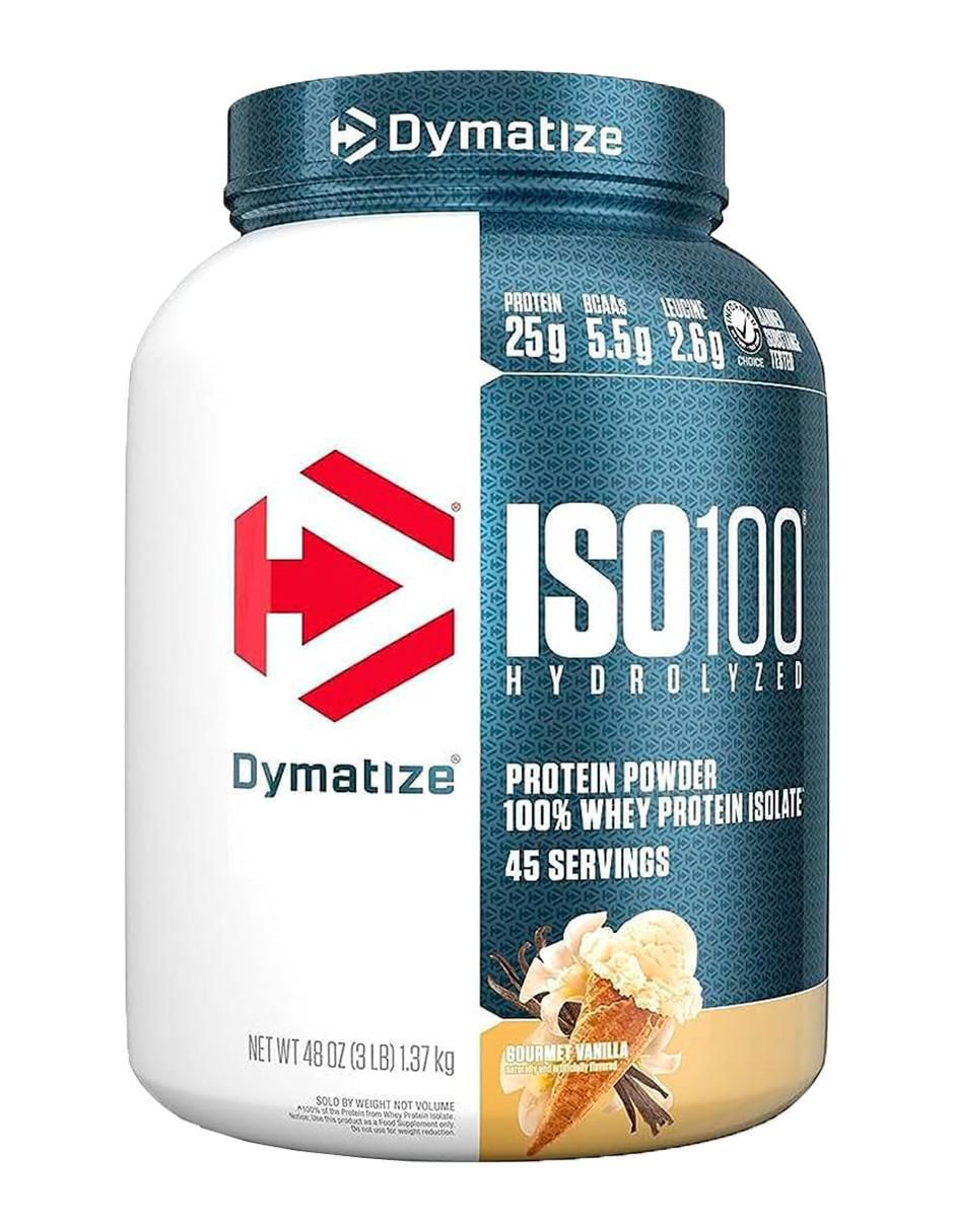 Iso 100 Hydrolyzed Dymatize con proteína de suero de leche aislado sabor vainilla de 3 lb