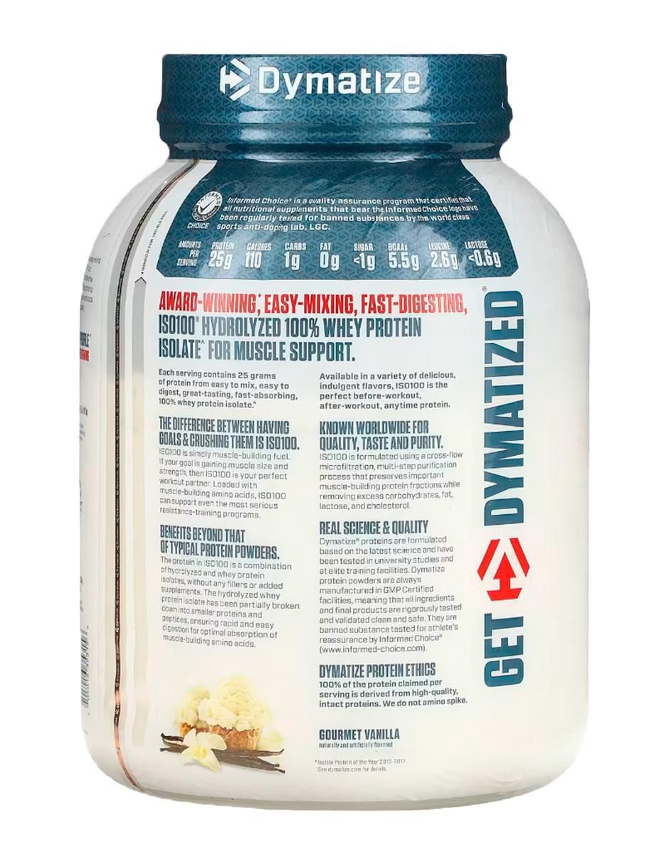 Iso 100 Hydrolyzed Dymatize con proteína de suero de leche aislado sabor vainilla de 3 lb 2