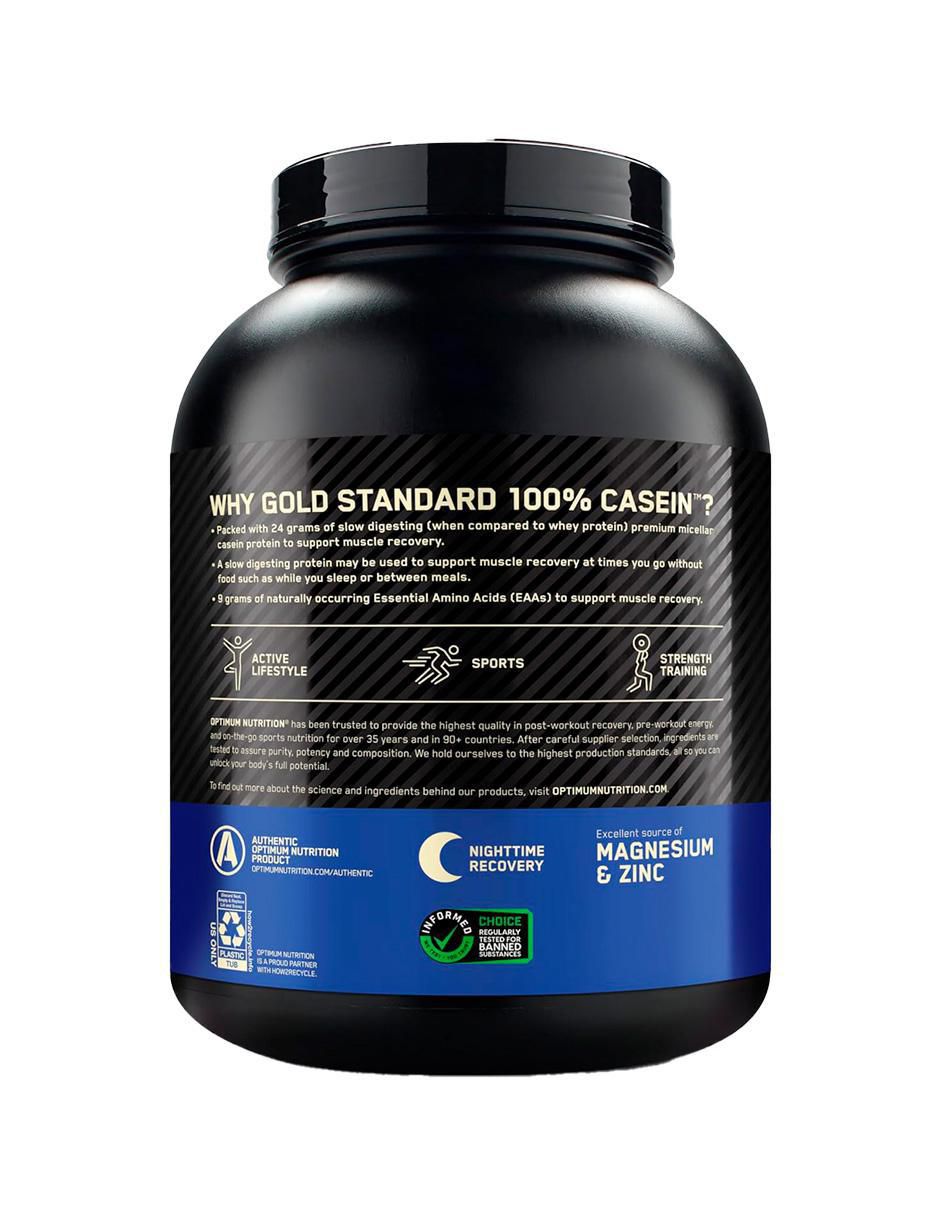 Gold Standard 100% Casein Optimum Nutrition con proteína de suero de leche sabor chocolate 2