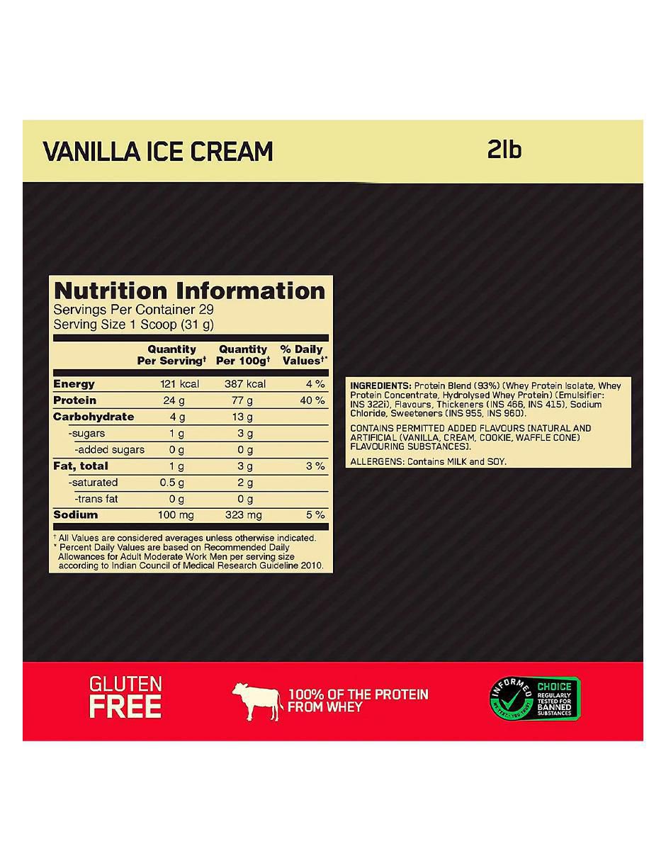 Gold Standard 100% Whey Optimum Nutrition con proteína de suero de leche aislado sabor vainilla 3