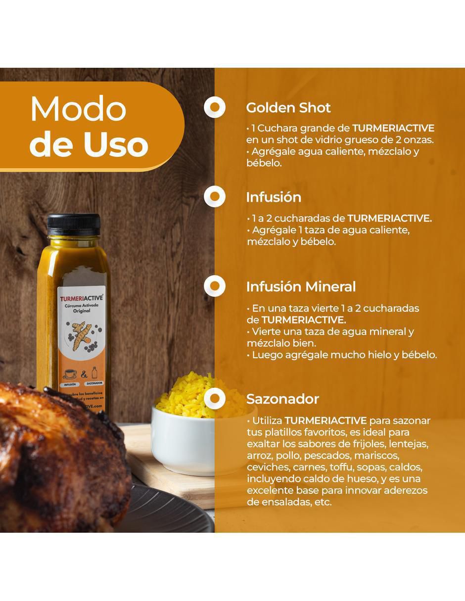Concentrado Líquido de Cúrcuma Activada con Pimienta Negra y Vinagre de Manzana sabor jengibre de 375 ml 5
