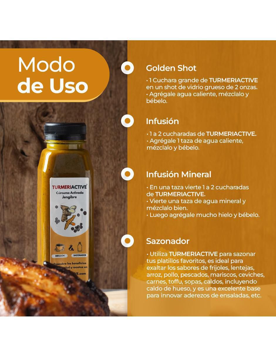 Concentrado Líquido de Cúrcuma Activada con Pimienta Negra y Vinagre de Manzana sabor jengibre de 375 ml 5