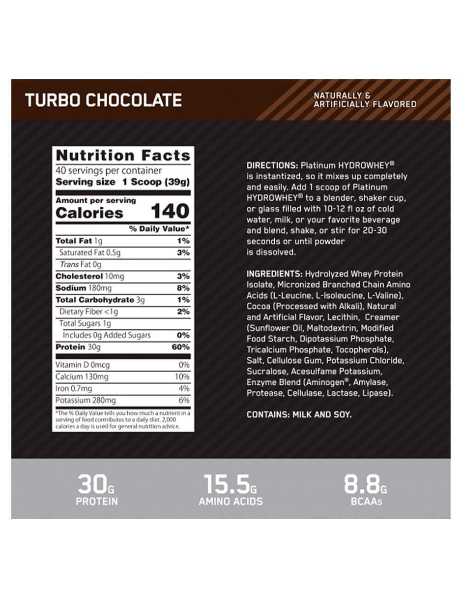 Platinum Hydro Whey Optimum Nutrition con proteína de suero de leche sabor chocolate 3