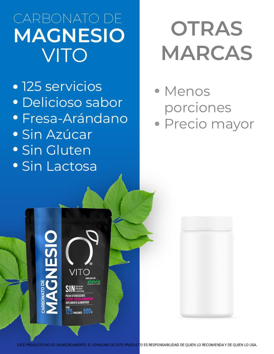 Carbonato de Magnesio VITO con citrato de magnesio sabor fresa y arándano 5