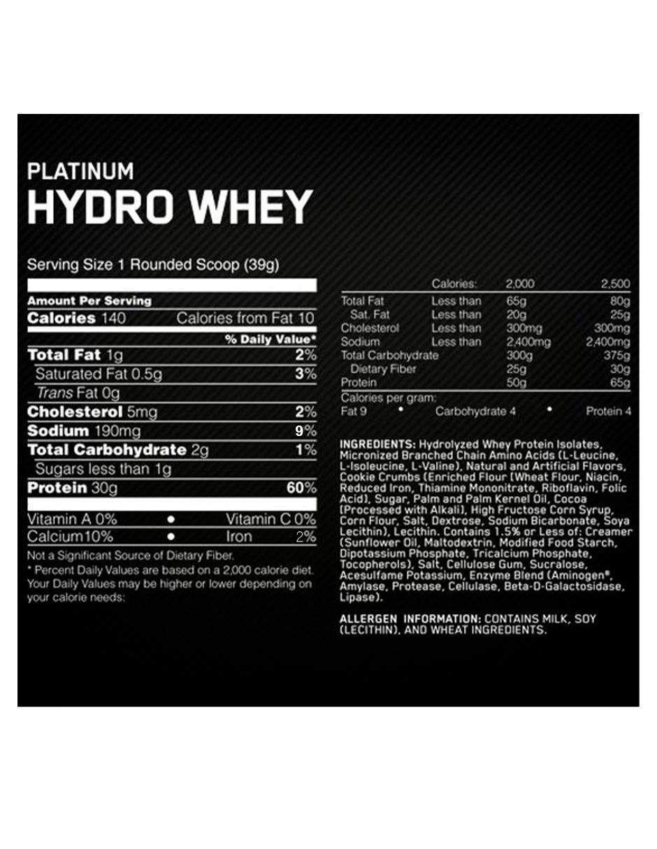 Platinum Hydro Whey Optimum Nutrition con proteína de suero de leche sabor vainilla 3