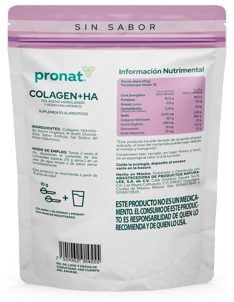 Kit de suplementos alimenticios Colágeno Hidrolizado + HA (500 Gr) - Pronat 7