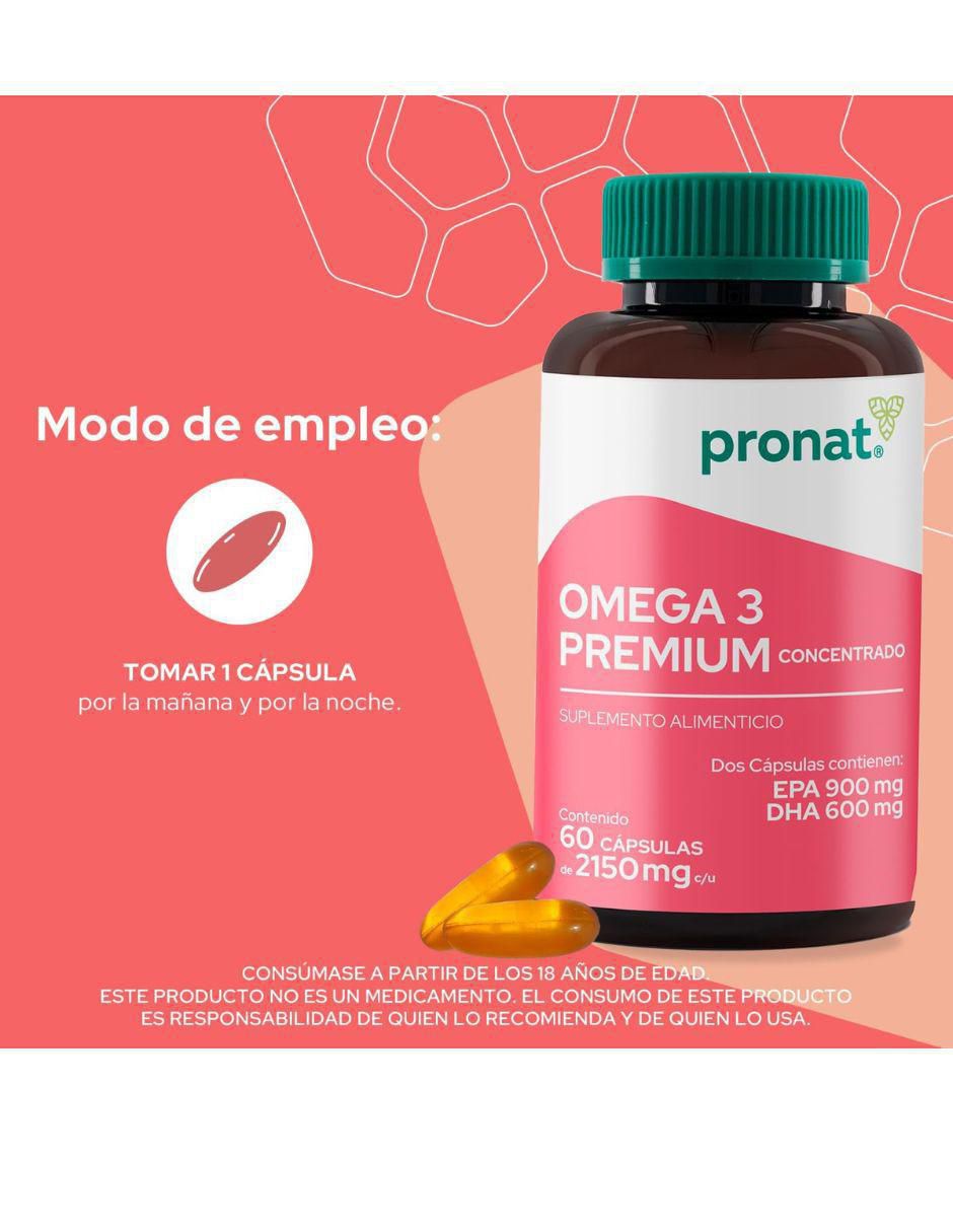 Kit de suplementos alimenticios Omega 3 Premium 60 Cápsulas - Pronat 6