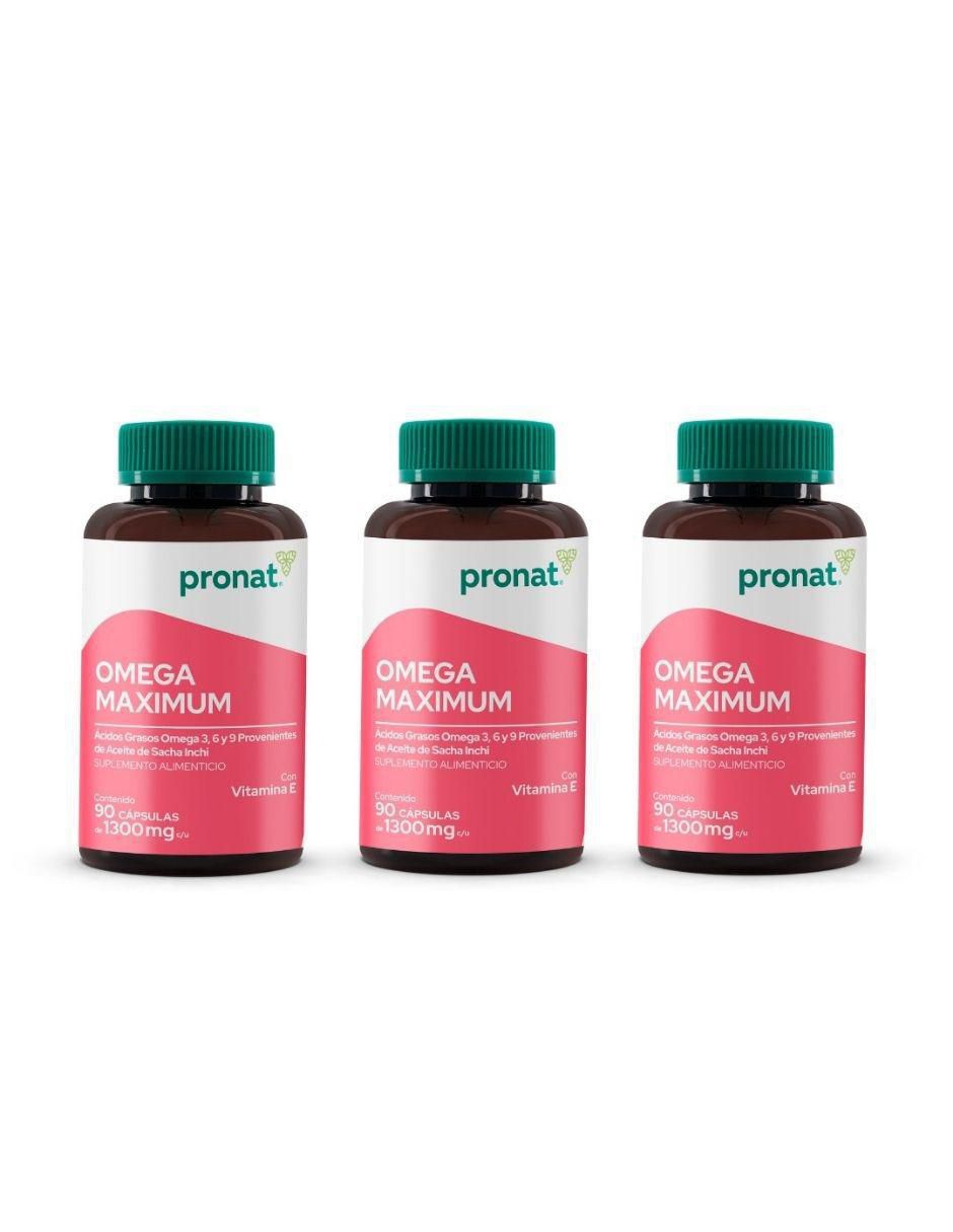 Kit de suplementos alimenticios Omega Maximum Omega 3, 6 y 9, 90 Cápsulas - Pronat