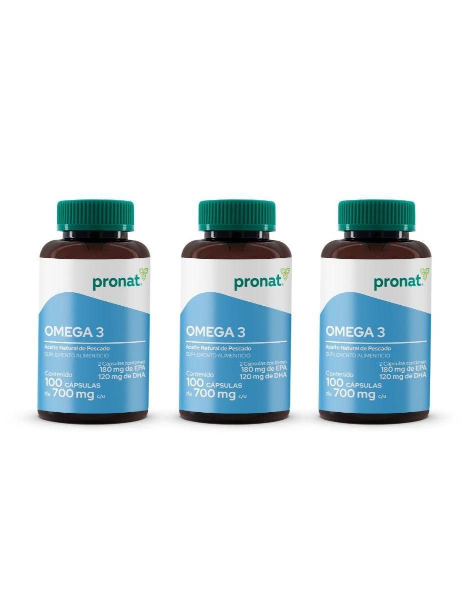 Kit de suplementos alimenticios Omega 3 con EPA y DHA (100 Perlas) - Pronat