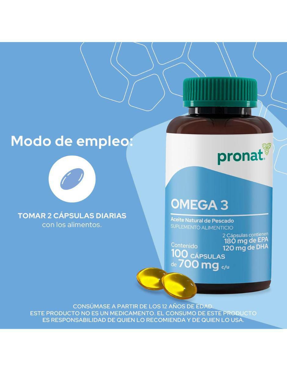 Kit de suplementos alimenticios Omega 3 con EPA y DHA (100 Perlas) - Pronat 2