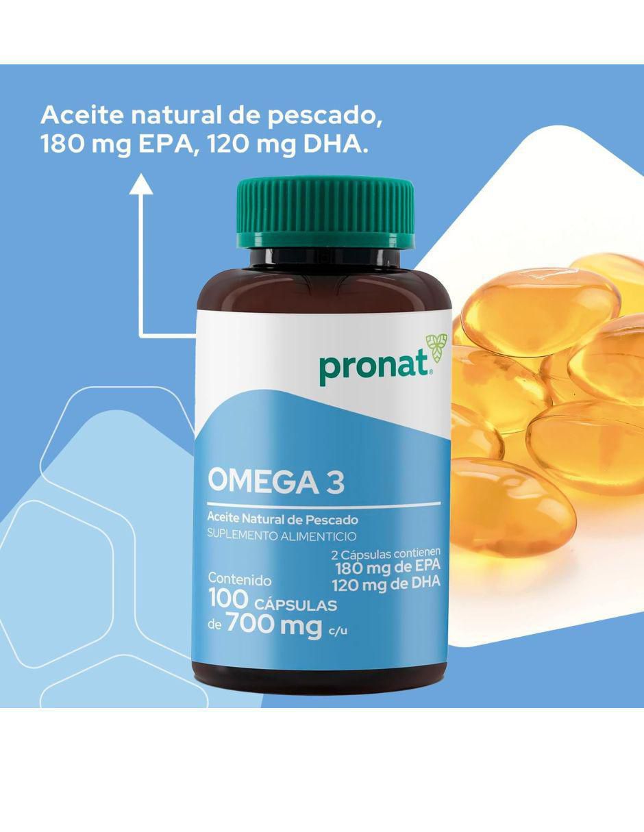 Kit de suplementos alimenticios Omega 3 con EPA y DHA (100 Perlas) - Pronat 3