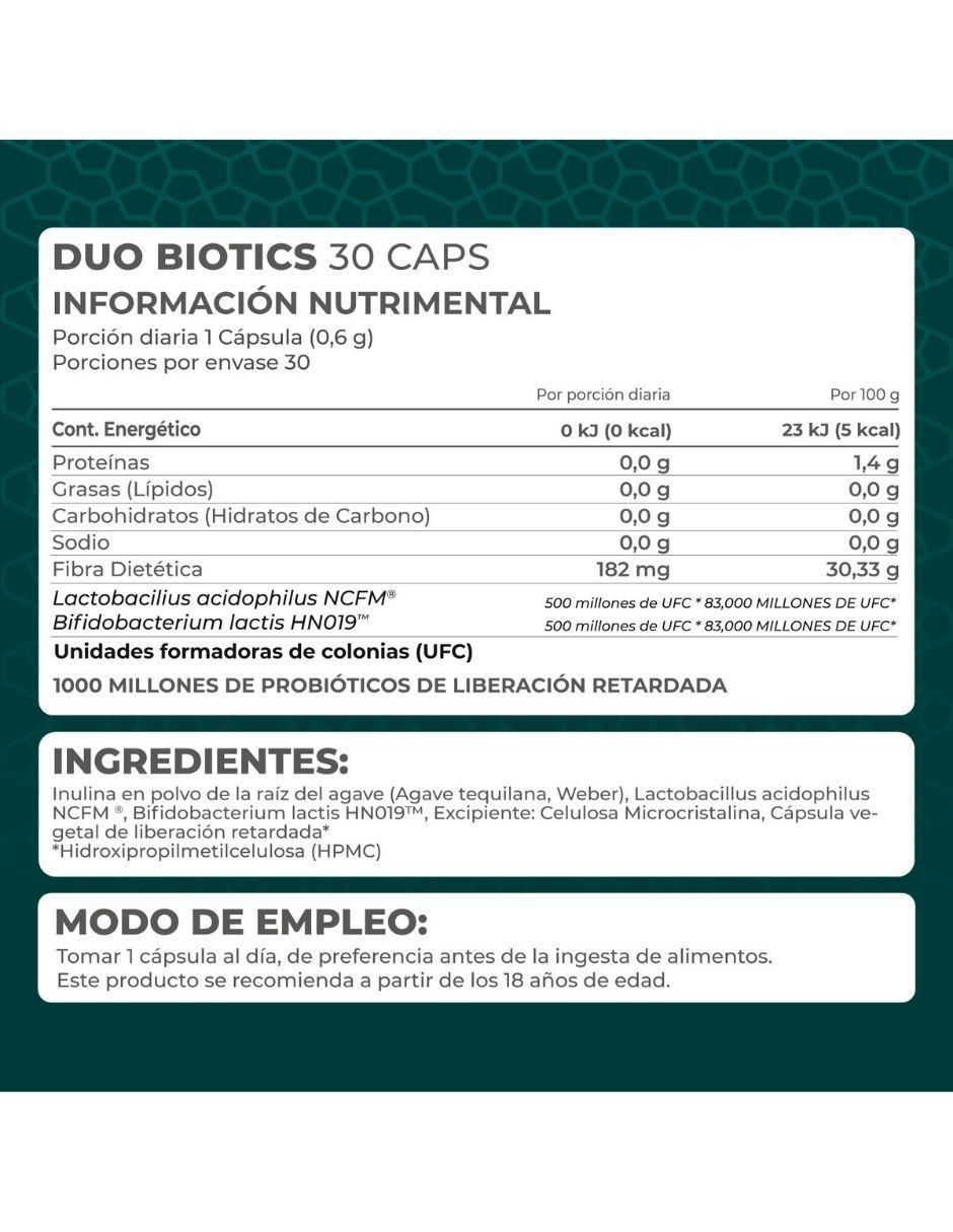 Duo Biotics con inulina de agave, lactobacillus acidophilus 2