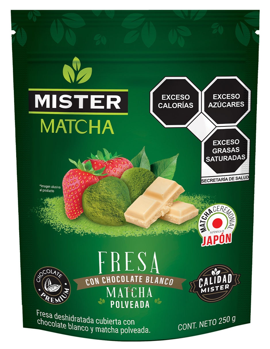 Fresa con chocolate blanco matcha 250 g