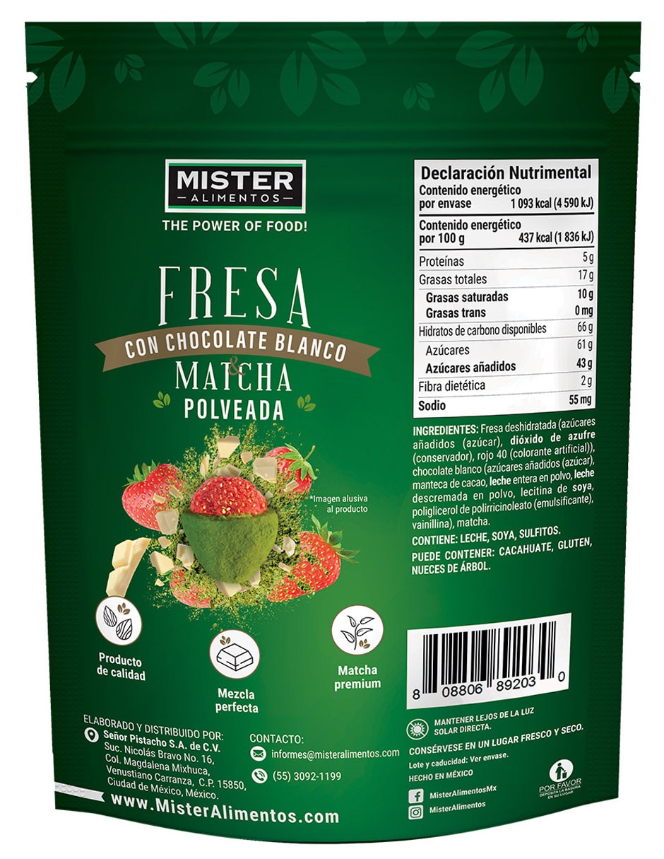 Fresa con chocolate blanco matcha 250 g 3