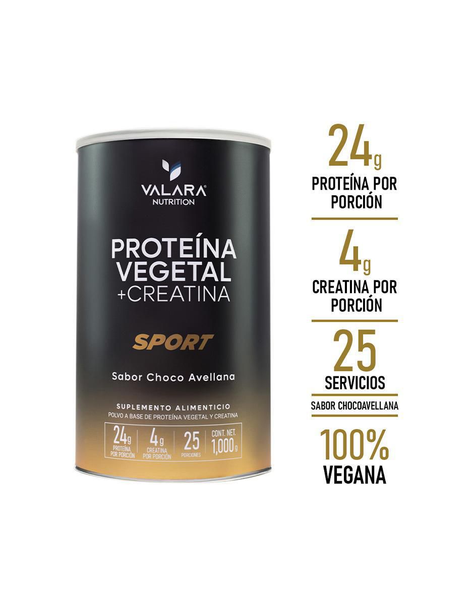 Proteína Vegana Sport VALARA + Creatina Monohidratada - Máxima Pureza - Suplemento Deportivo En Polvo - Sin Azúcar - Con Probióticos Y Prebióticos sabor choco-avellana 2