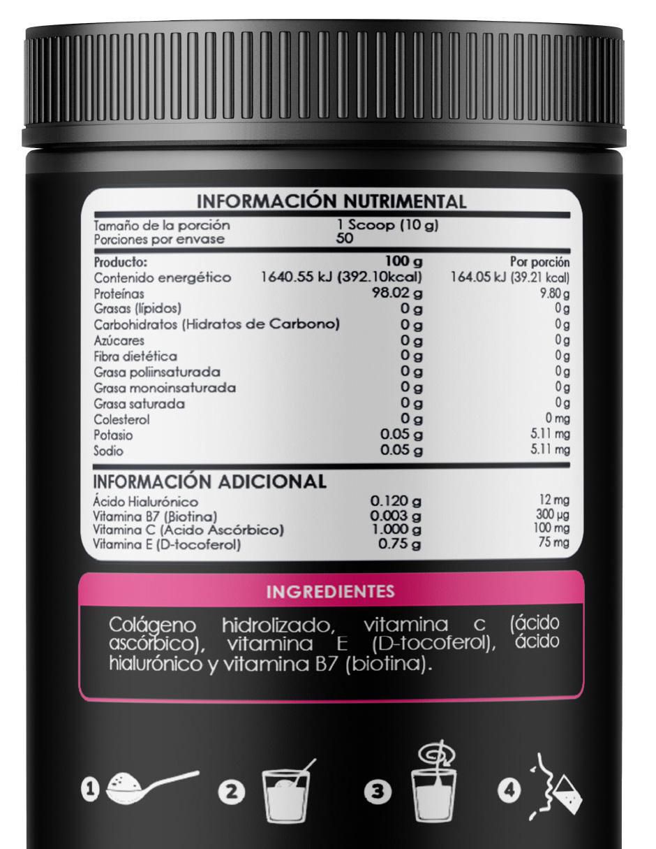 Colágeno Hidrolizado Ácido Hialurónico, Biotina y Vitamina C 2