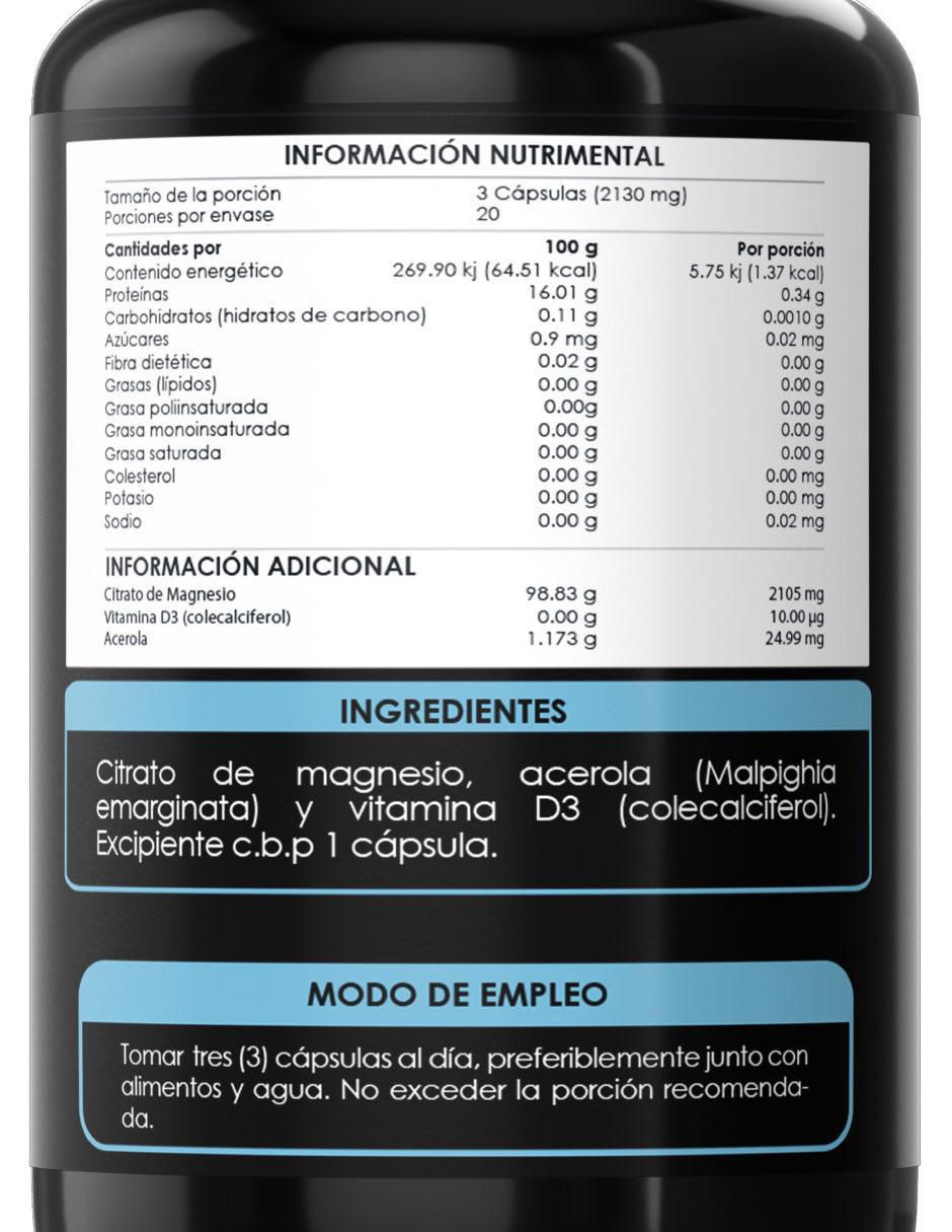 Citrato de Magnesio Acerola Vitamina D3 con citrato de magnesio 2