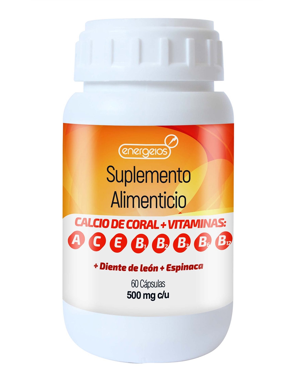 Kit de suplementos alimenticios de Calcio de Coral con Vitaminas B 500 mg Energeios 2