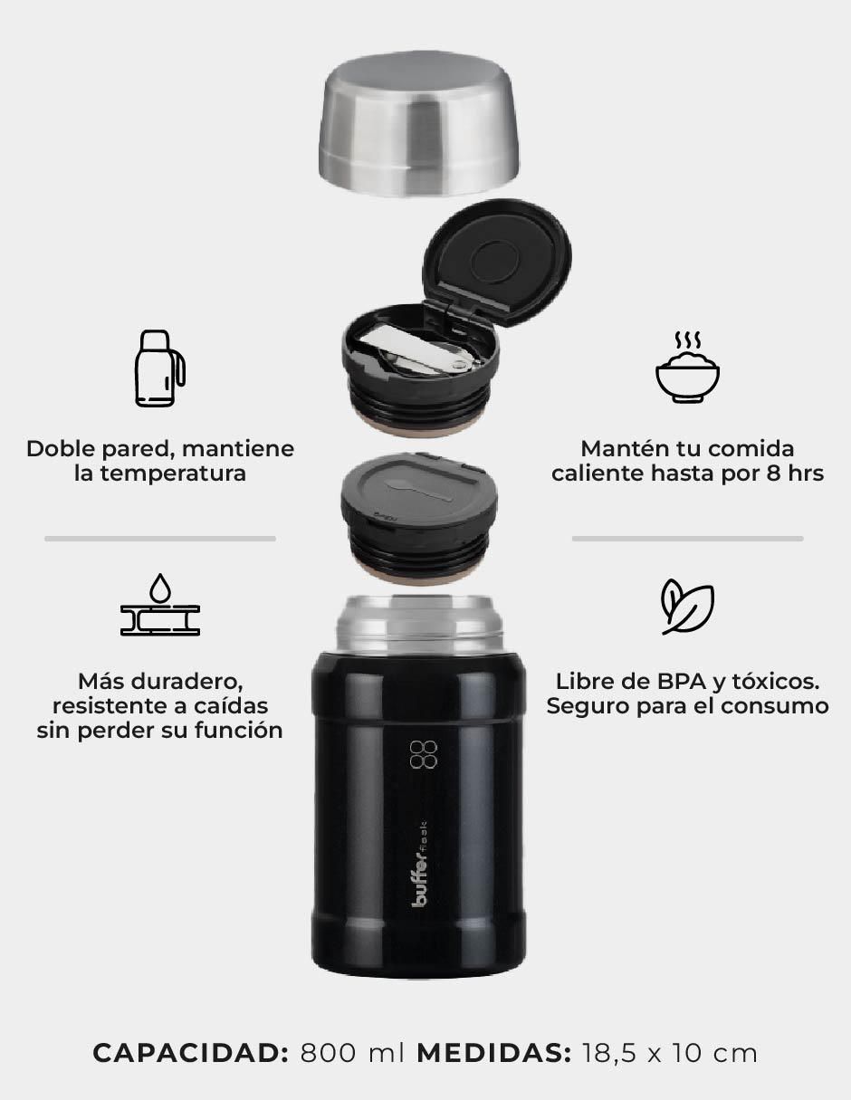 Termo buffer "de" acero inoxidable termo 800ml "con tapa" rosca 800 ml