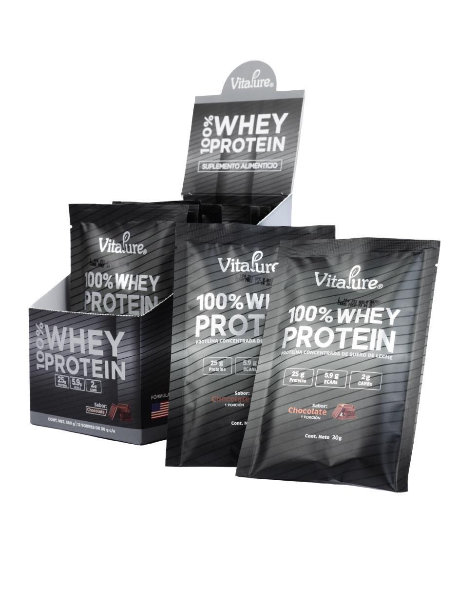 Proteina Whey Vitapure sabor chocolate de 12 sobres 4