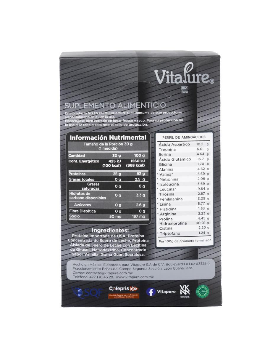 Proteina Whey Vitapure sabor vainilla de 12 sobres 2