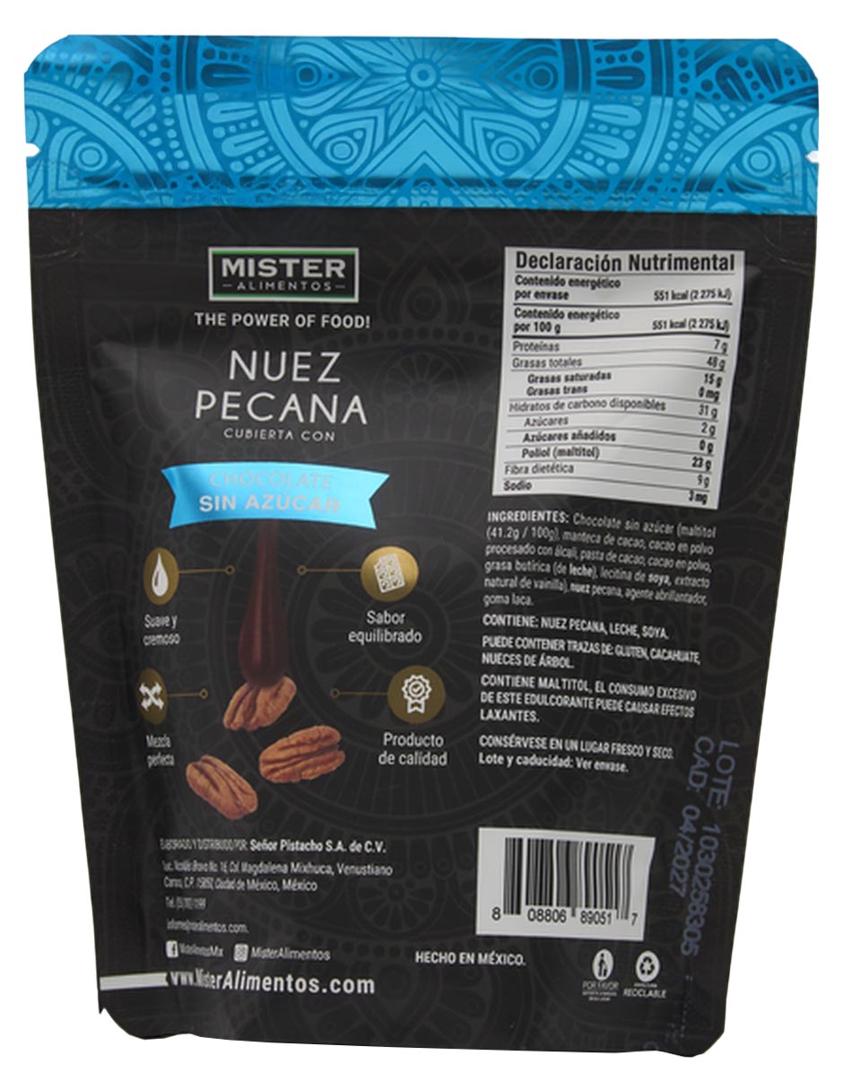 Nuez pecana cubierta con chocolate sin azúcar 3