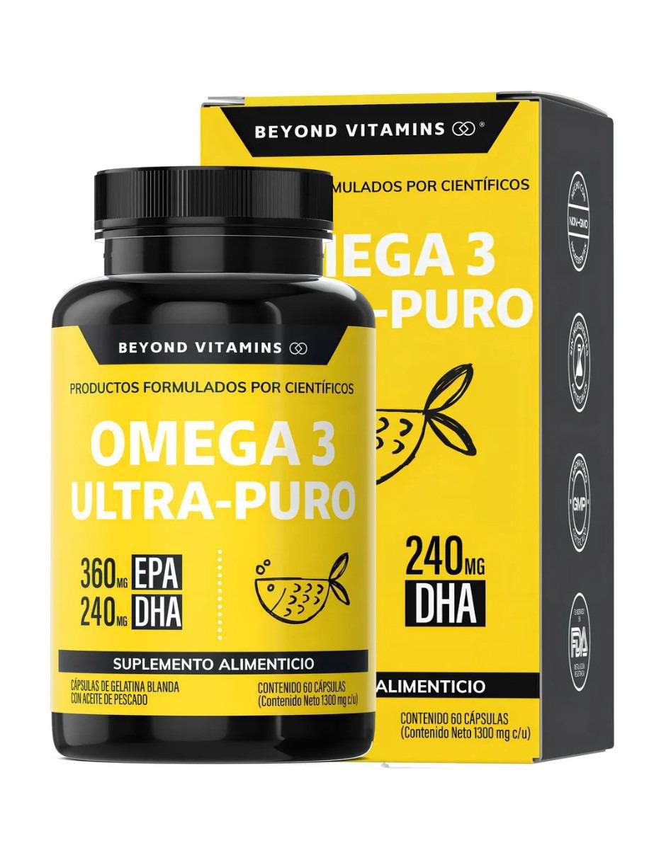 Omega 3 Ultra Puro aceite de pescado con omega 3 sabor natural de 60 cáp