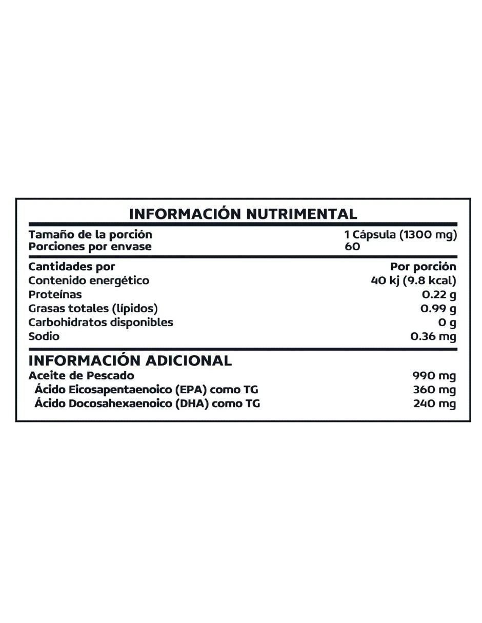 Omega 3 Ultra Puro aceite de pescado con omega 3 sabor natural de 60 cáp 2