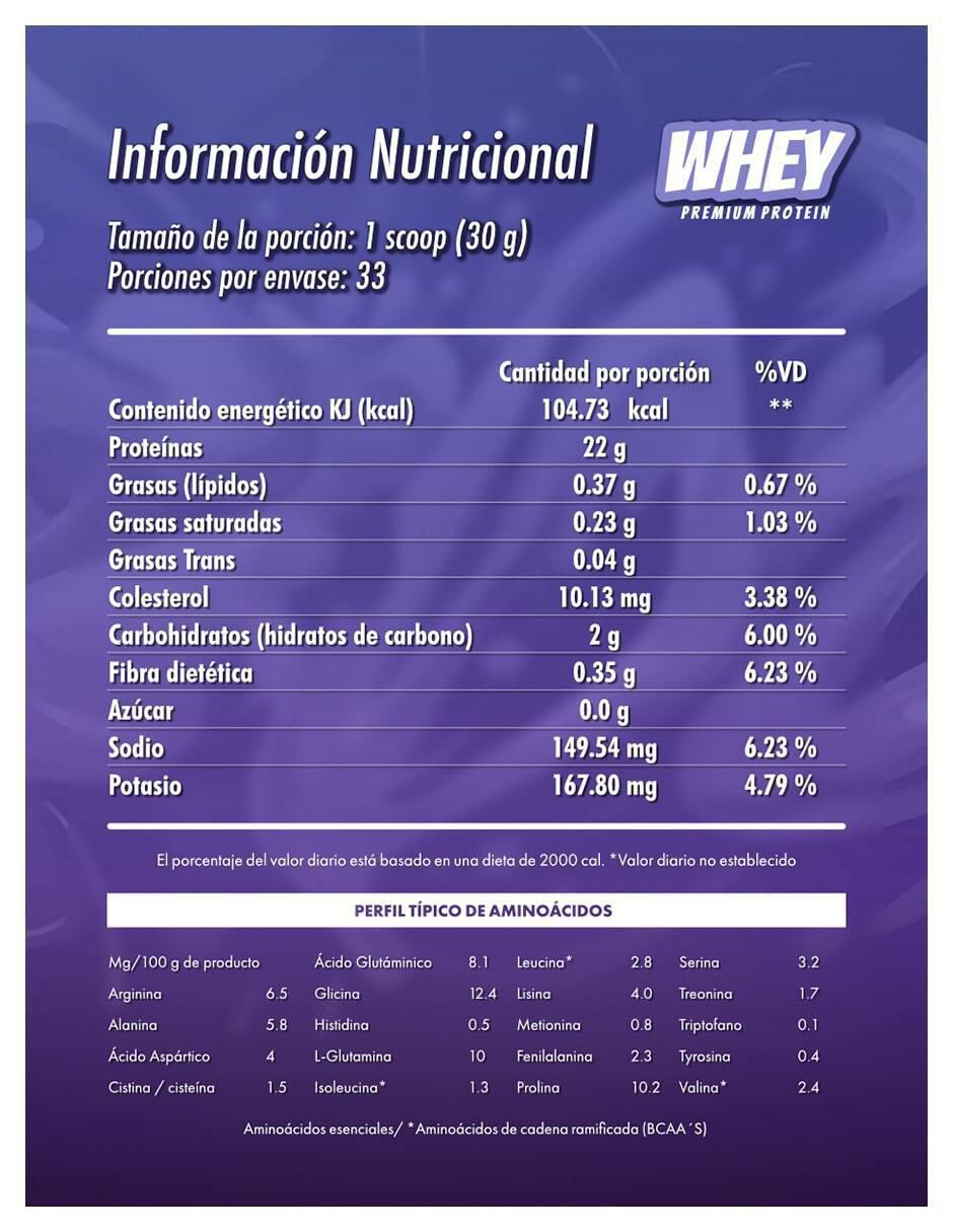 Whey premium protein sabor zarzamora de 1 kg 5