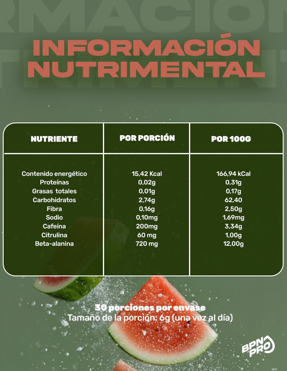 Pre-entreno Pre-boost con citrulina sabor sandia de 180 g 8
