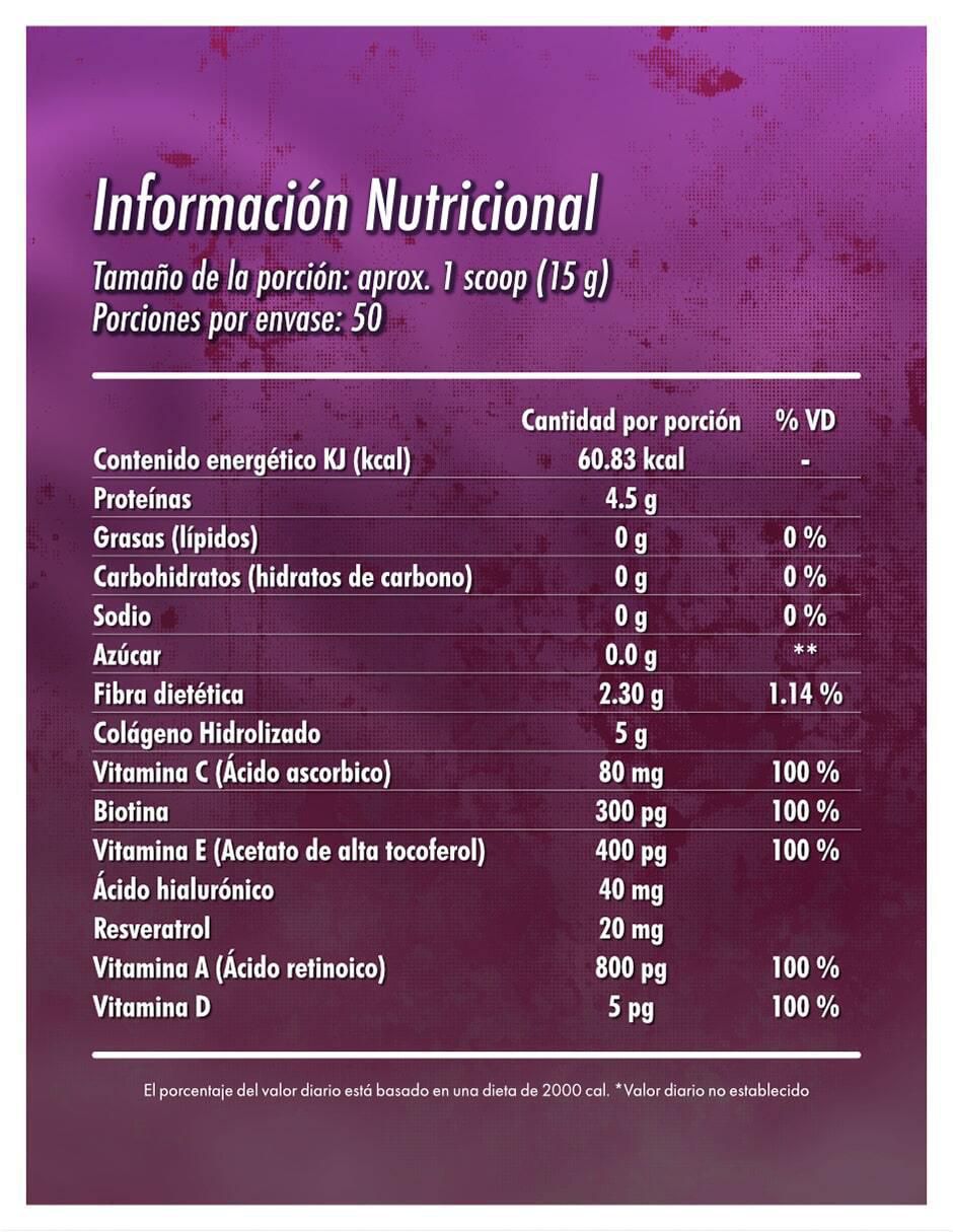 Secret woman con colágeno hidrolizado, ácido hialurónico sabor mora azul de 750 g 4