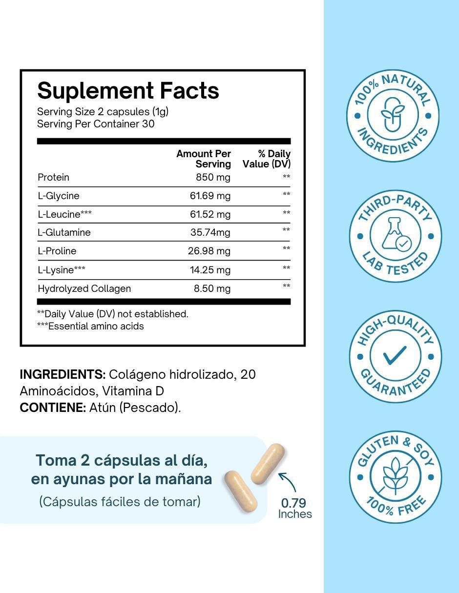 Advanced Joint Health con colágeno hidrolizado con 20 aminoácidos sabor pescado de 60 cápsulas 8