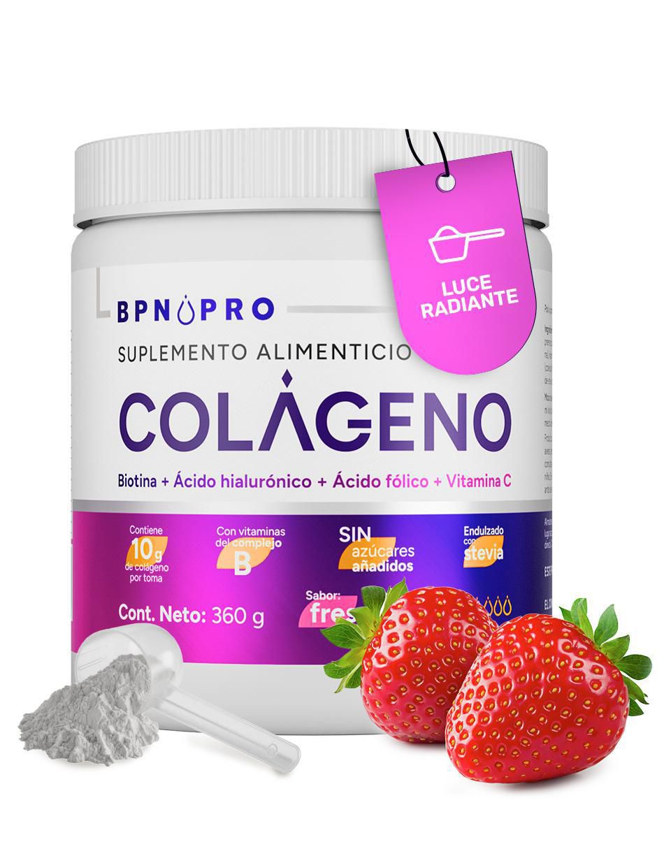 Colágeno con Biotina, Ácido hialurónico, Ácido fólico y Vitamina C sabor fresa de 360 g