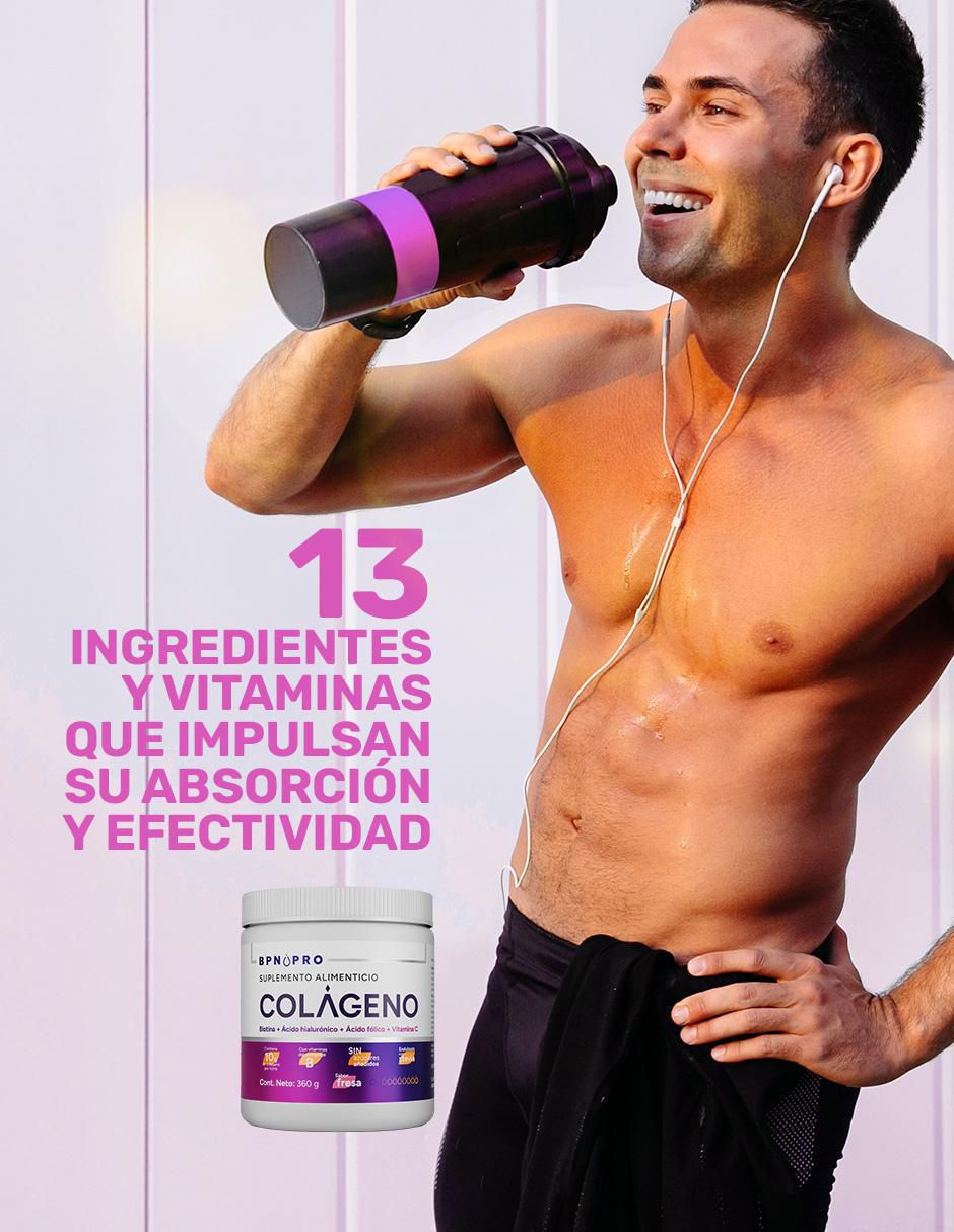 Colágeno con Biotina, Ácido hialurónico, Ácido fólico y Vitamina C sabor fresa de 360 g 8