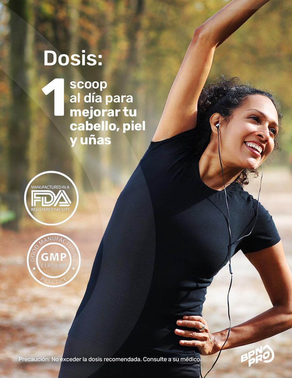 Colágeno con Biotina, Ácido hialurónico, Ácido fólico y Vitamina C sabor vainilla de 360 g 5