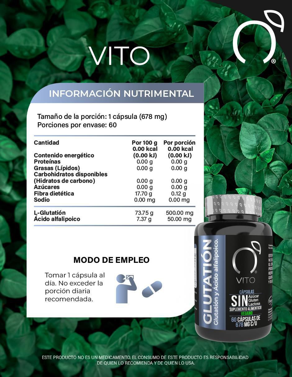 Suplemento alimenticio Glutatión + Ácido Alfa Lipoico Detox y Antioxidante de 60 cápsulas 2