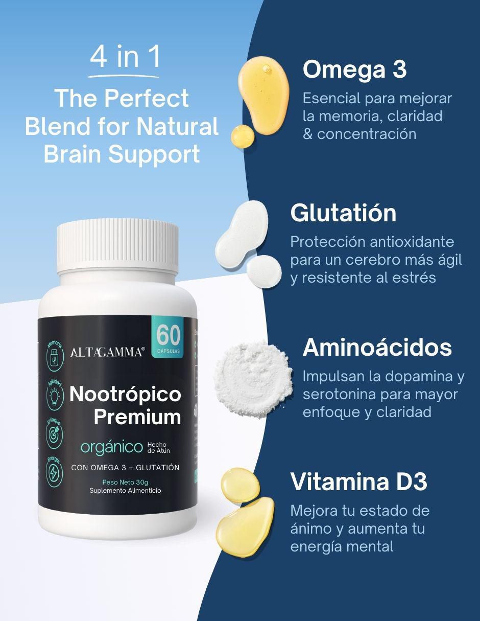 Nootrópico Clarity Complex con colágeno hidrolizado con 20 aminoácidos sabor pescado de 60 cápsulas 5