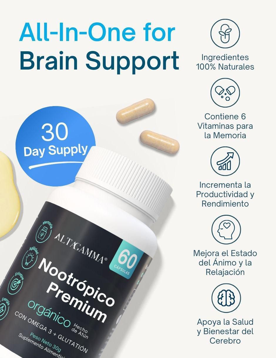 Nootrópico Clarity Complex con colágeno hidrolizado con 20 aminoácidos sabor pescado de 60 cápsulas 8