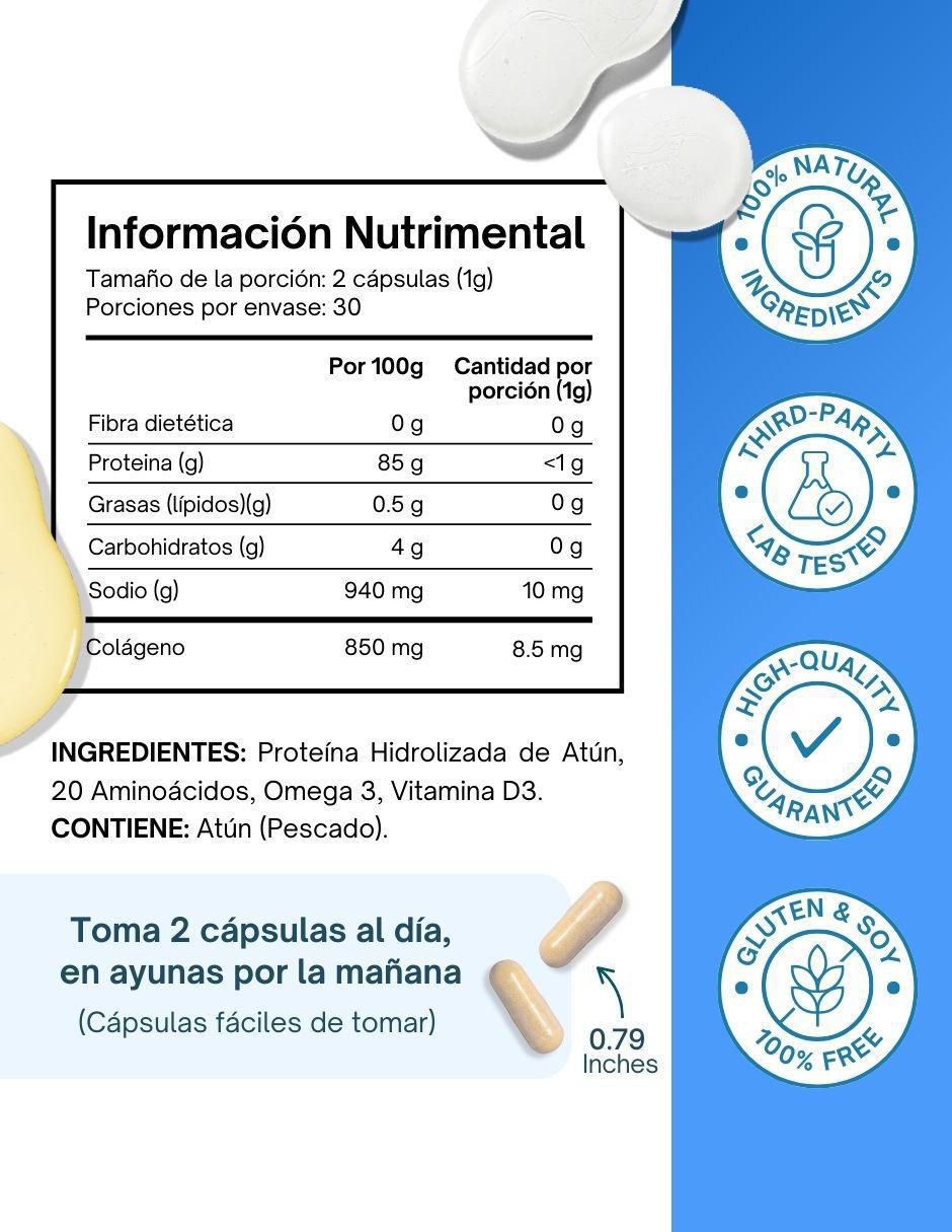 Nootrópico Clarity Complex con colágeno hidrolizado con 20 aminoácidos sabor pescado de 60 cápsulas 9