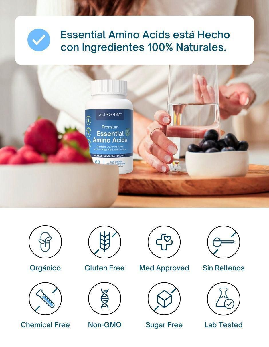 Amino Acids Complex con colágeno hidrolizado con 20 aminoácidos sabor pescado de 60 cápsulas 6