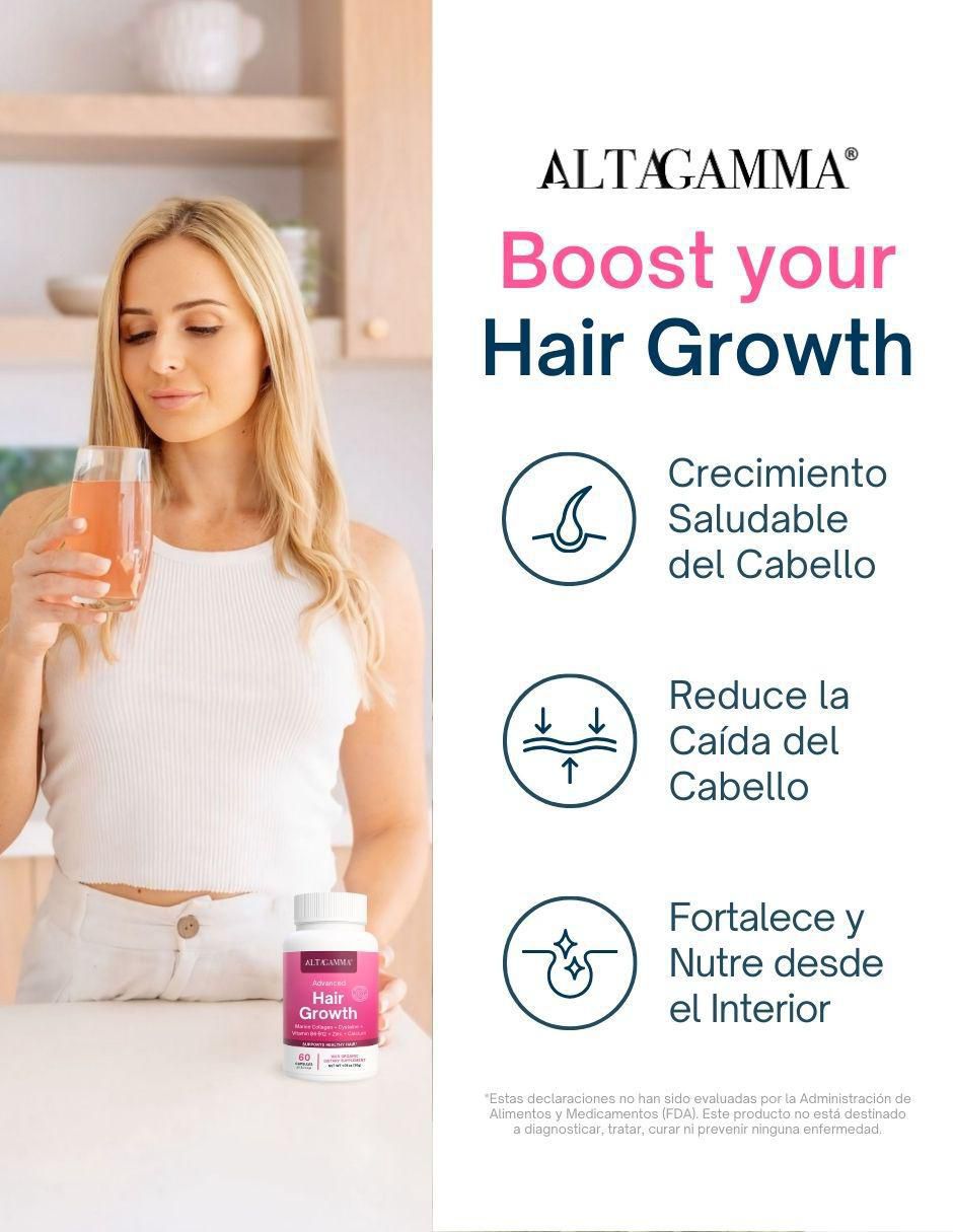 Hair Growth con colágeno hidrolizado con 20 aminoácidos sabor pescado de 60 cápsulas 2