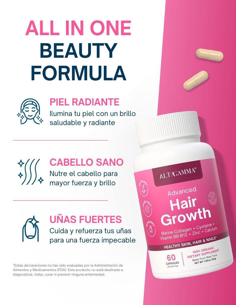 Hair Growth con colágeno hidrolizado con 20 aminoácidos sabor pescado de 60 cápsulas 3