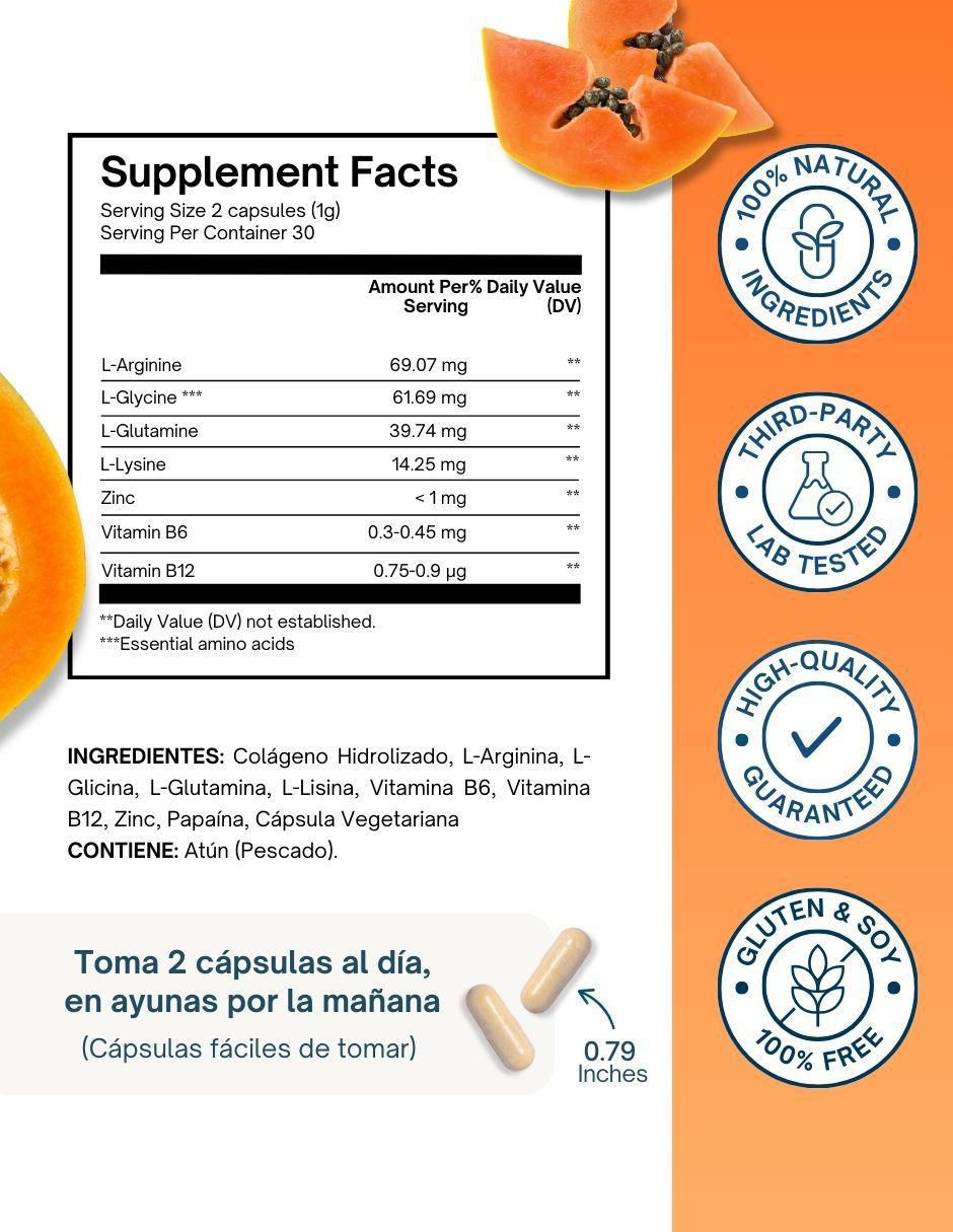 Premium Metabolism Booster con L-Glutamina y Vitaminas sabor pescado de 60 cápsulas 8