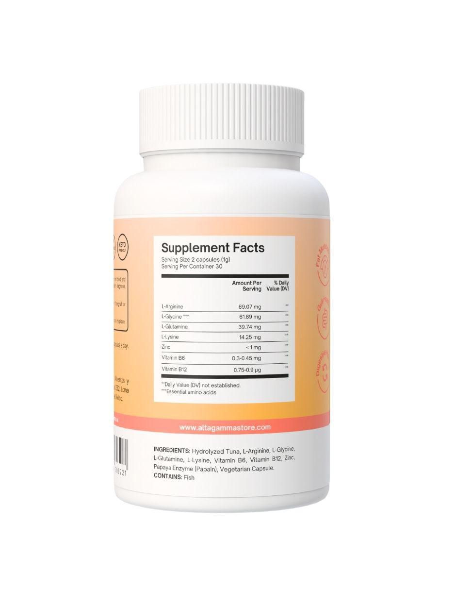 Premium Metabolism Booster con L-Glutamina y Vitaminas sabor pescado de 60 cápsulas 9
