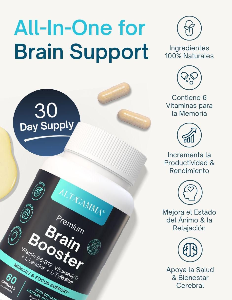 Premium Brain Booster con vitamina B6 sabor pescado de 60 cápsulas 8