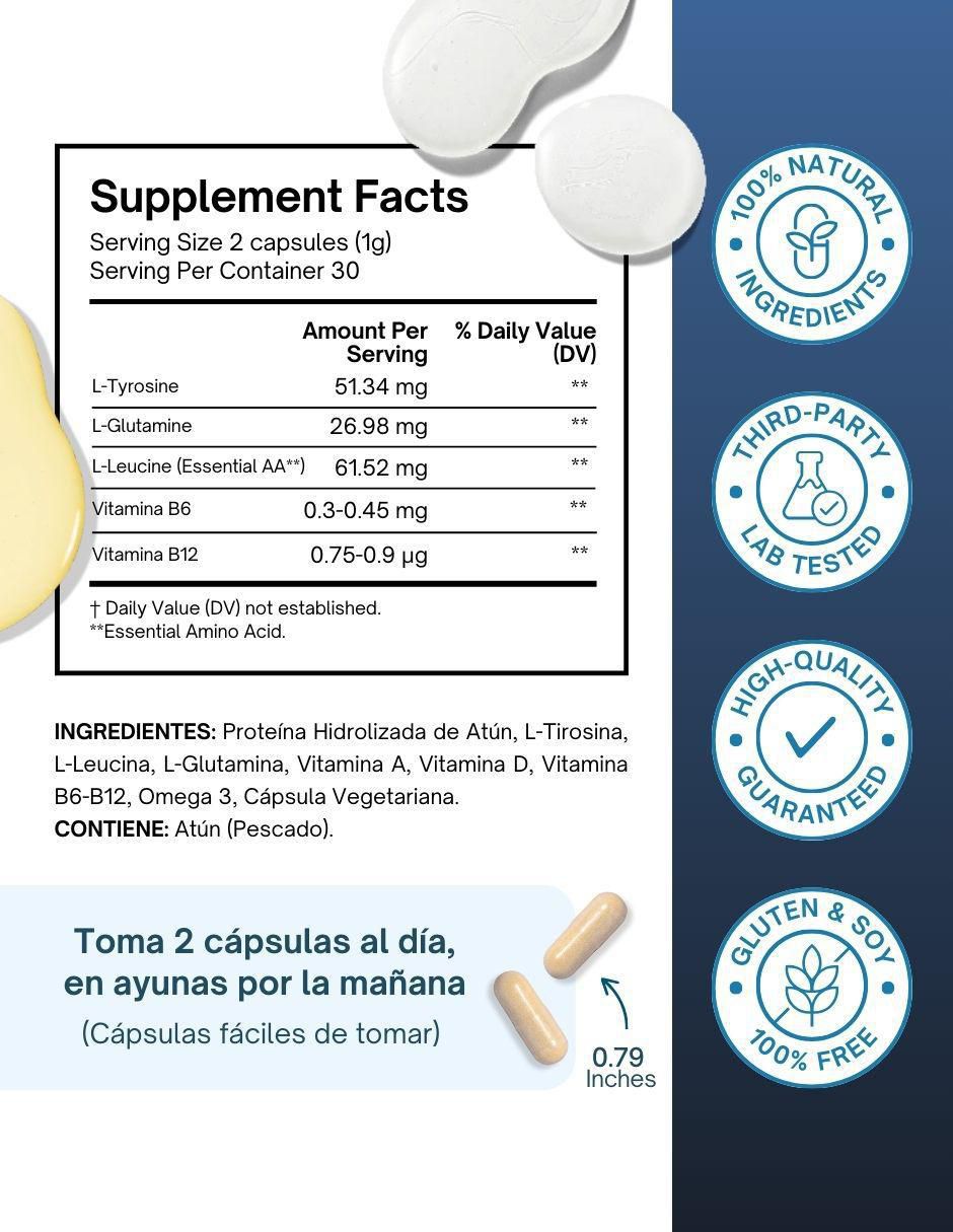 Premium Brain Booster con vitamina B6 sabor pescado de 60 cápsulas 9