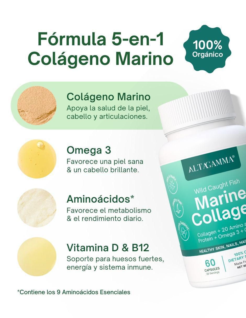 Marine collagen con colágeno hidrolizado con 20 aminoácidos sabor pescado de 60 cápsulas 5